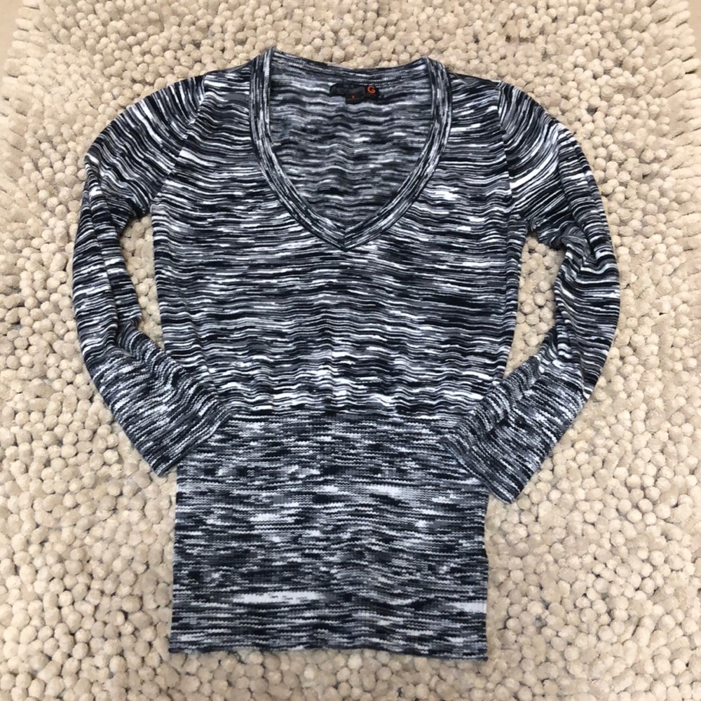 Grey striped fitted sweater